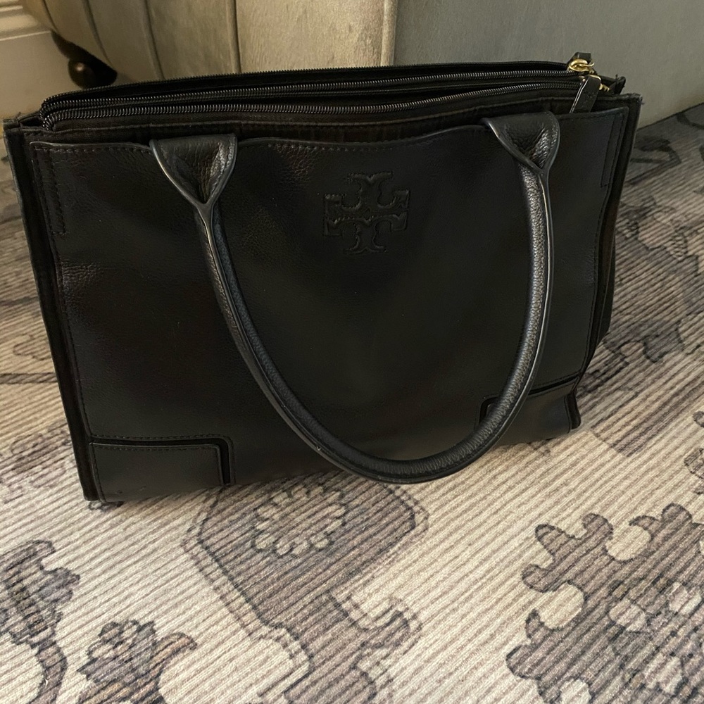 COPY - Tory Burch Ella black leather and canvas p…